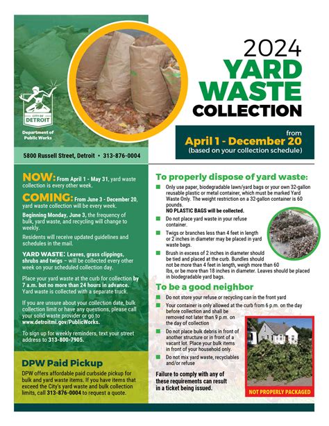 Detroit Dept. of Public Works Yard Waste and Bulk Collection Information