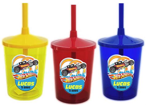 Copo Shake Canudo Hot Wheels Elo7 Produtos Especiais
