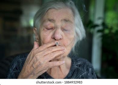 Old Woman Who Smokes Pleasure Stock Photo 1884932980 Shutterstock