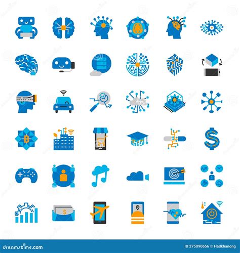 Innovative Artificial Intelligence and Technology Icon Set in Flat
