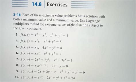 Solved Each Of These Extreme Value Problems Has A Chegg