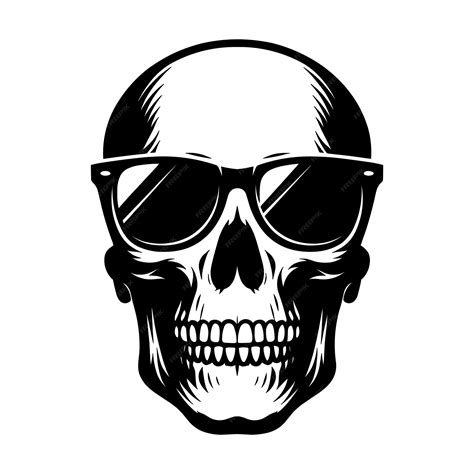 Premium Vector Skull Wearing Sunglass Silhouette Vector Illustration Isolated On White Background