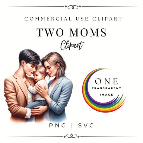 Mother S Day Two Moms Lesbian Mom Moms Clipart Mommy Lesbian Couple LGBTQ Pride Clipart