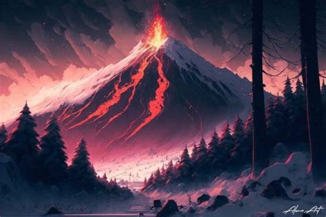 An Active Snowy Volcano in Japan Graphic by Alone Art · Creative Fabrica