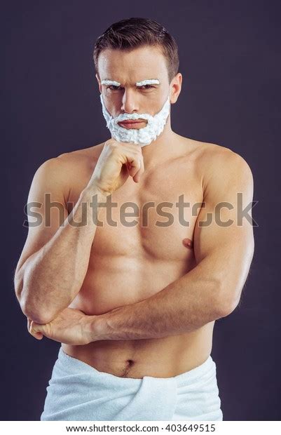 Handsome Naked Man Shaving Foam On Stock Photo Shutterstock