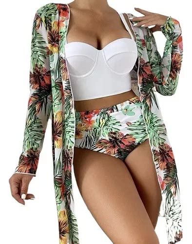 Conjunto De Tres Piezas De Bikini De Malla Sexy Push Up Env O Gratis