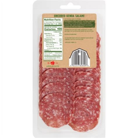 Applegate Natural Uncured Genoa Salami 4 Oz Kroger
