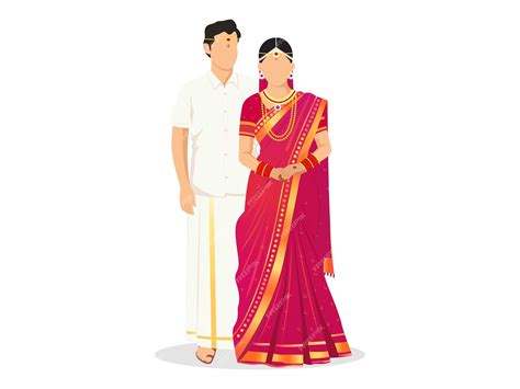 Premium Vector Faceless South Indian Wedding Couple Character