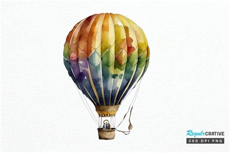 Watercolor Hot Air Balloon PNG Clipart