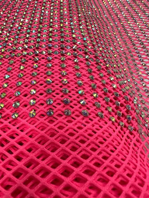 Fishnet Rhinestone Fluorescent Hot Pink Fishnet With High Shine Glass S Ab Rhinestone On
