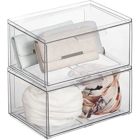 Amazon Mdesign Plastic Wide Stackable Closet Storage Organizer Bin