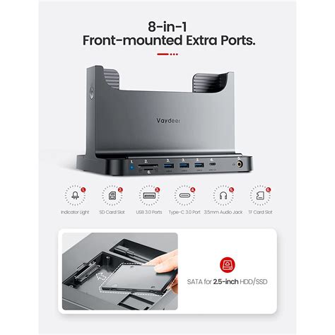 Стойка за Mac Mini, Dock Station 8 в 1, хъб с поддръжка на USB 3.0 ...