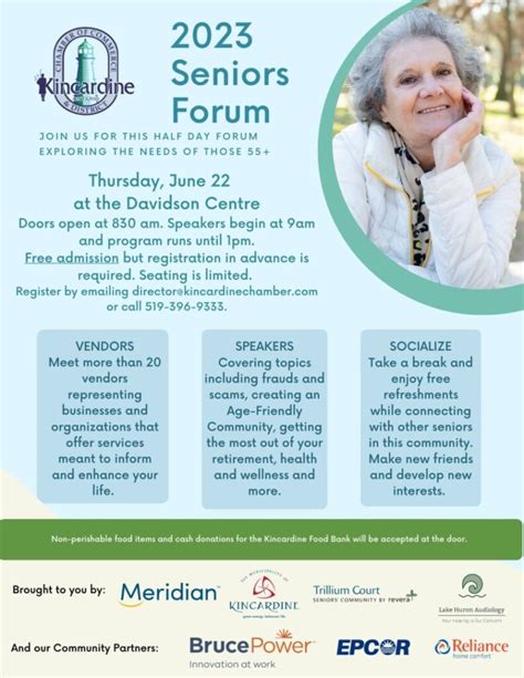 Kincardine Chamber Hosting 2023 Senior Forum On June 22nd Shoreline Classics Fm