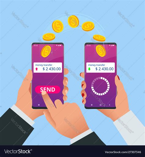Isometric Money Transfer Online Money Wallet Vector Image