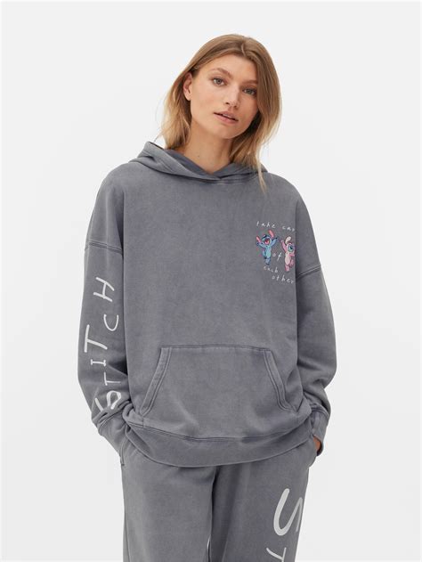 Sweat à capuche à coordonner Disney Stitch Angel Anthracite Femme