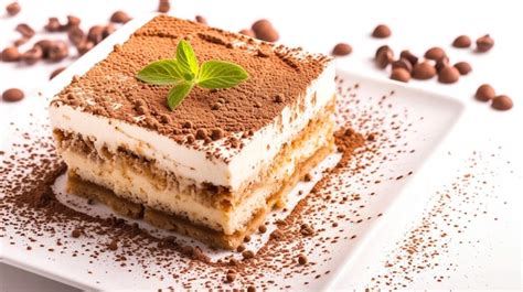 Premium Photo Classic Italian Tiramisu Cake Isolated On Whit