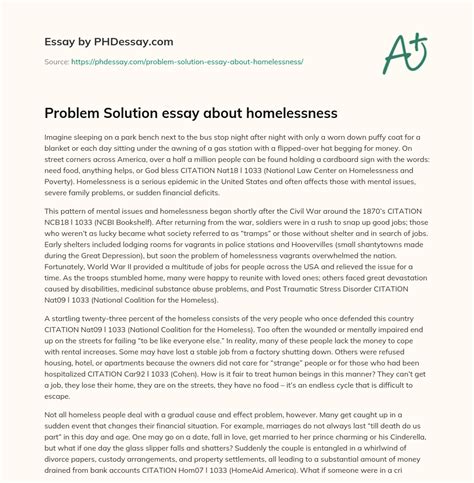 Problem Solution Essay About Homelessness Example