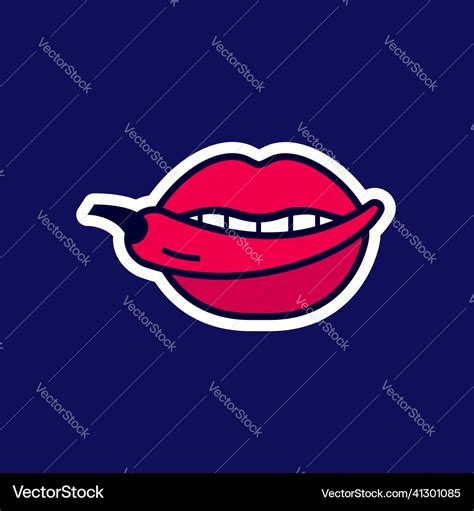 Sexy Lips Chili Pepper Hot Chili Pepper In Mouth Vector Image