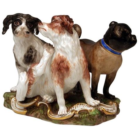 Meissen Gruppe Von Drei Hunden Modell Von Johann Joachim Kaendler