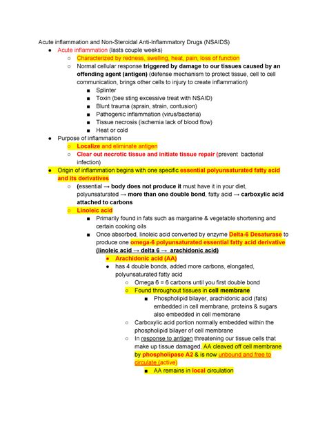 Kaap440 Pharmacology Exam 2 Lecture Notes Acute Inflammation And Non