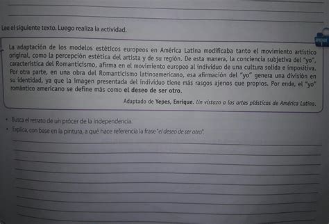 Lee El Siguiente Texto Luego Realiza La Actividad DOY 20 PUNTOS