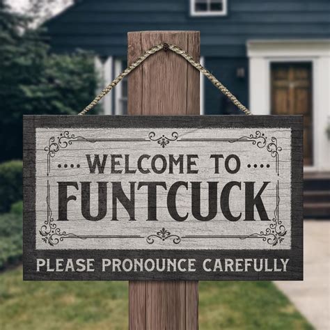 Welcome FuntCuck Funny Door Sign Funny Fuck Cunt Wooden Door Hangers CubeBik