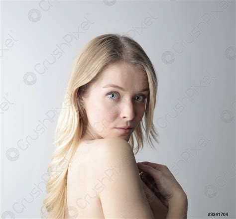 Portrait Of A Beautiful Blonde Nude Woman Looking Surprised Stock Photo 3341704 Crushpixel