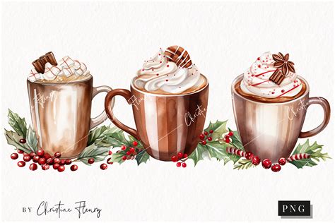 Watercolor Hot Cocoa Clipart Graphic By Christine Fleury Creative Fabrica