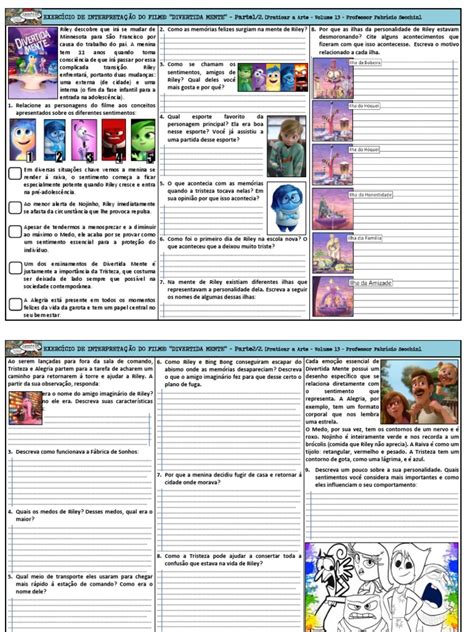 Atividades Sobre O Filme Divertida Mente Pdf - Exercício de Interpretação Do Filme Divertida Mente - Coleção Praticar ...