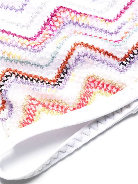 Missoni Zigzag Crochet Knit Bikini In White Modesens