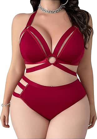 SOLY HUX Women S Plus Size Cutout Sexy Lingerie Set Piece Matching