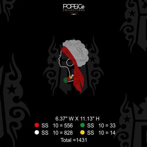Afro Woman With Bead Necklace Rhinestone Template Popeice Collections