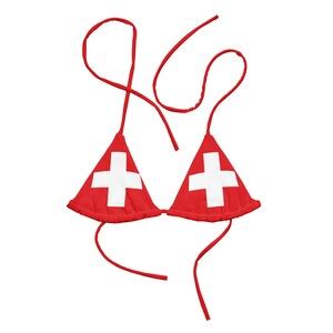 Switzerland All Over Print String Bikini Top Alpine Elegance Swiss