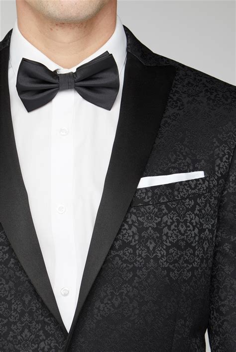 Limehaus Black Tonal Jacquard Slim Fit Suit Uk