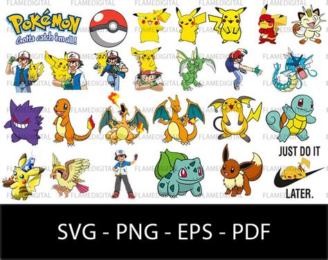 Pokemon Bundle Svg Pokemon Svg Pikachu Svg Pikachu Clipart Instant