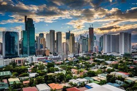 View Of The Skyline Of Makati At Sunset In Metro Manila The Ph Stock