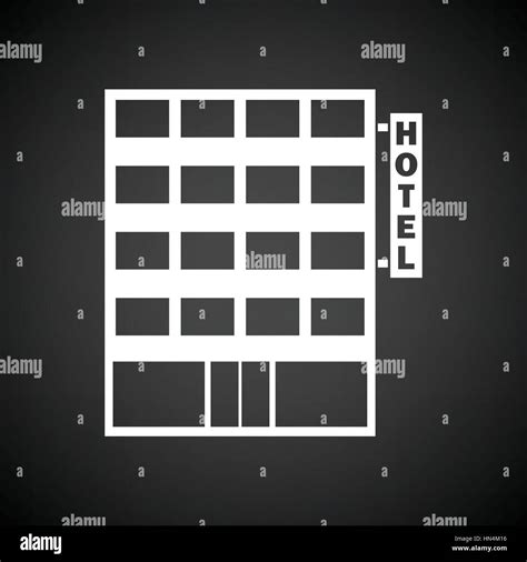 Hotel building icon. Black background with white. Vector illustration ...