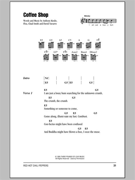 Coffee Shop By Red Hot Chili Peppers Guitar Chords Lyrics Guitar Instructor