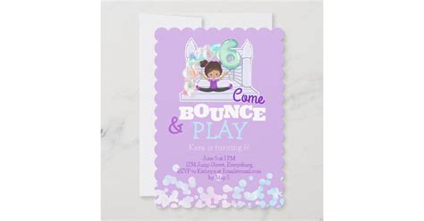 Bounce House Jump Play Sixth Birthday Invitation Zazzle