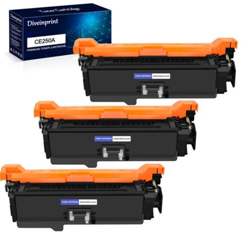 3 Pack Black Ce250a 504a Toner Cartridge For Hp Color Laserjet Cp3525x