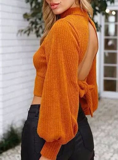 Womens Ribbed Cropped Sweater Keyhole Opening And Turtleneck Black