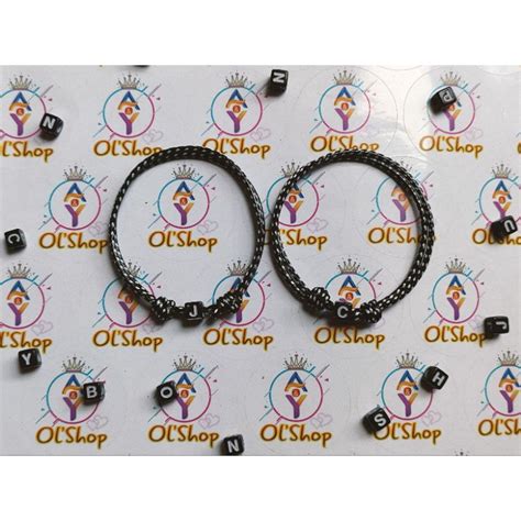 Jual Gelang Inisial Huruf Dadu Hitam Gelang Inisial A To Z Gelang