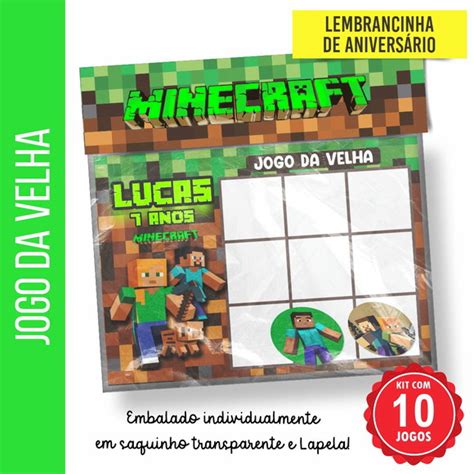 Lembrancinha Jogo Da Velha Minecraft Unid Produtos Elo