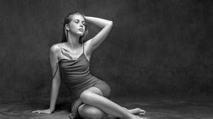 Sergey Bugs Women Brunette Red Dress Barefoot Studio Wallpaper