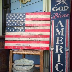 Wooden Sign God Bless America Vertical American Flag Etsy