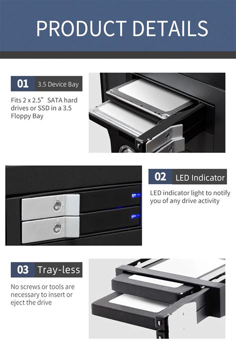 Unestech Factory Bay Sata Hot Swap Storage Case Inch Tray Less Ssd Hard Drive Mobile Rack