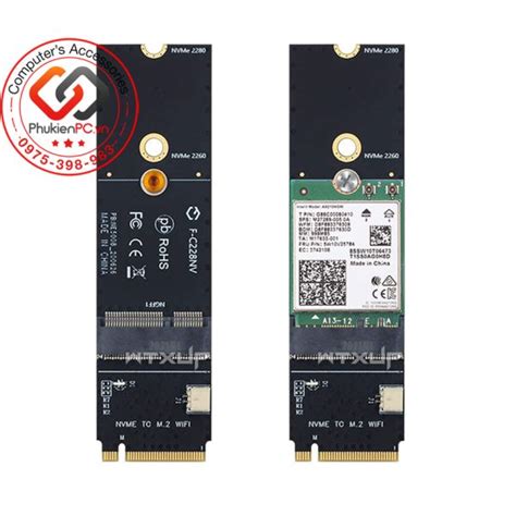 Adapter M.2 Wifi to M2 PCIe, lặp đặt card M2 Wifi và khe cắm ổ cứng M2 PCIe