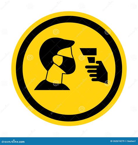 Caution Staff Must Undergo Temperature Check Stock Vector