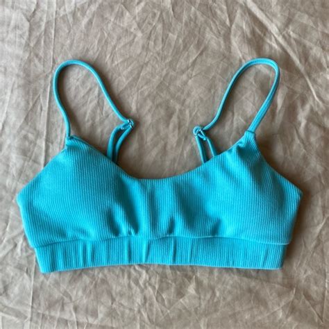 SHEIN Swim Blue Ribbed Padded Bikini Top Poshmark