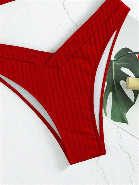 SHEIN Swim Bikini Sexy Da Donna Colore Solido Con Link Circolare Costumi Da Bagno Per Le